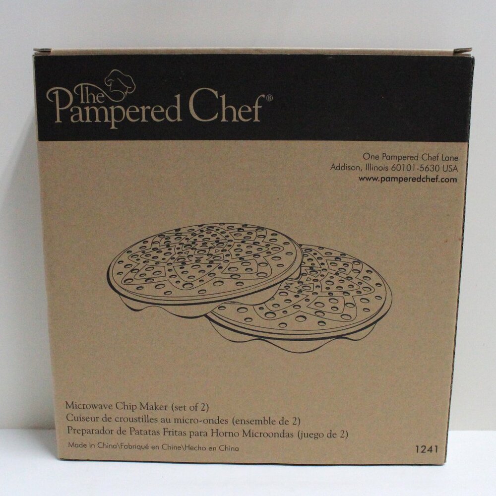 The Pampered Chef Microwave Chip Maker #1241 - Set of 2 In Opened Box